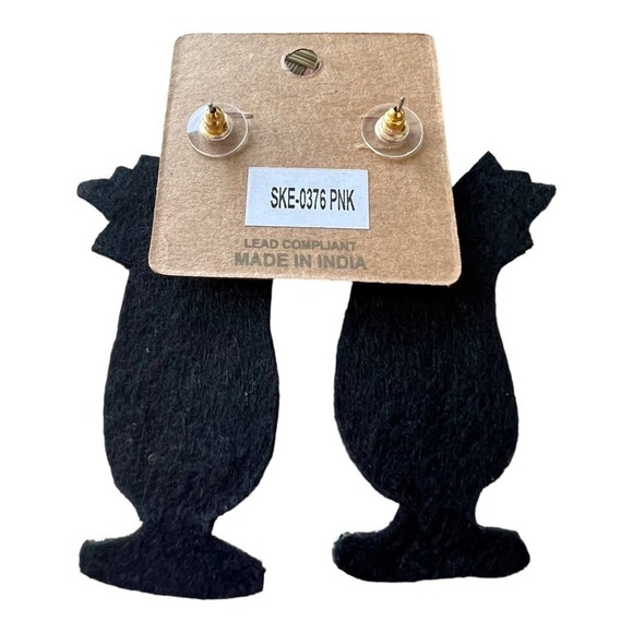 Cocktail Pink Purple White Seed Bead Felt Back Earrings by Treasure Jewels NEW - Picture 4 of 12